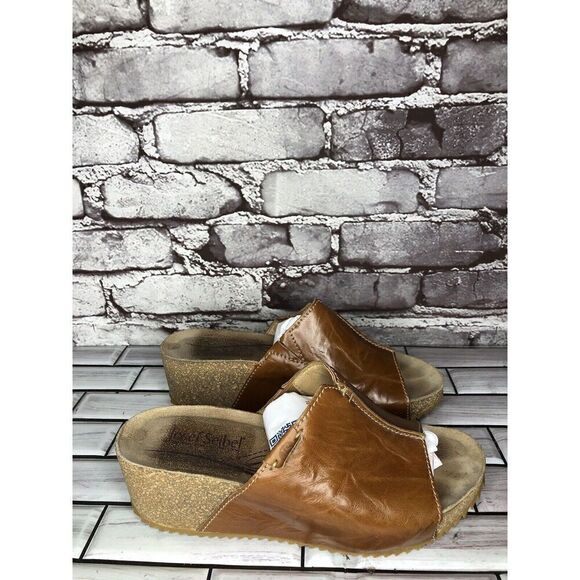 Josef Seibel Brown Leather Comfort Cork Slides Sandals Women’s Sz 37EU/6.5M US - Picture 5 of 16